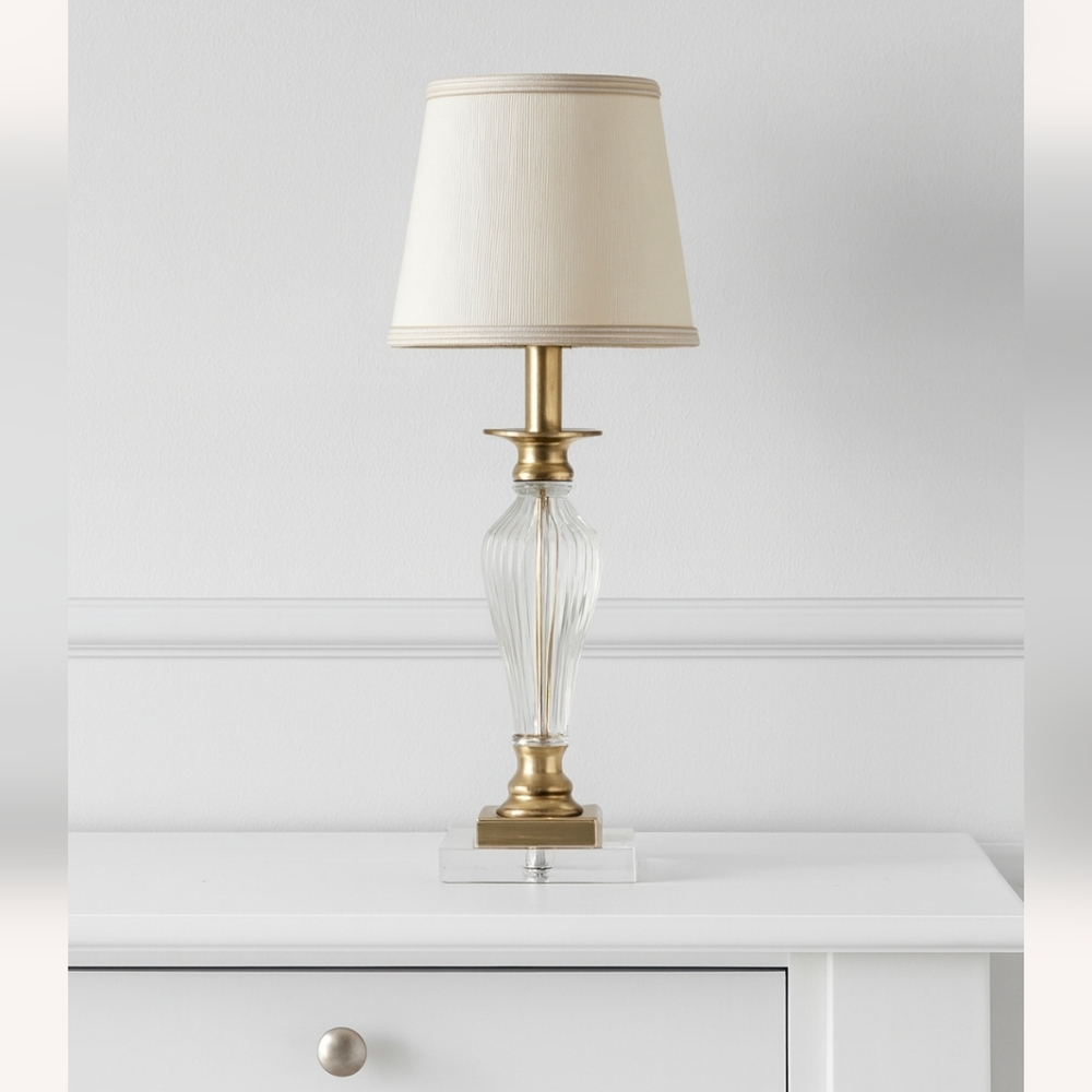 Mini Pleated Lampshade Neutral Beige Ribbed Fabric Vintage Inspired Accent